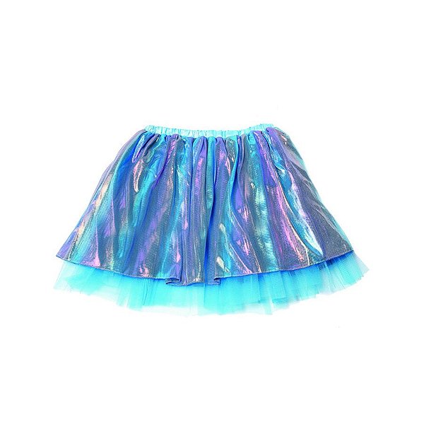 Saia Tule Tecido Holográfico Azul Infantil Tam Único - 01 Unidade - Cromus -