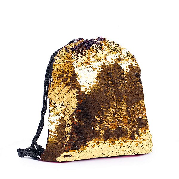 Mochila Saco - Paetê Dourado - Festa Carnaval - 01 UN - Cromus - Rizzo
