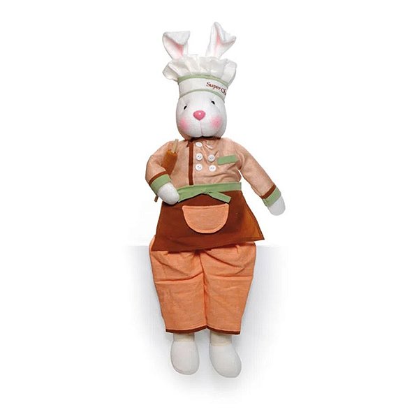 Boneco de Páscoa - Coelho Super Chef com Rolo de Massa - Sentado - 01 UN - Cromus -