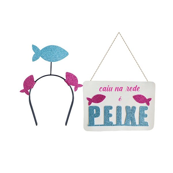 Kit Carnaval - Caiu Na Rede É Peixe - Tiara & Plaquinha - 02PÇs - 01 UN - Rizzo
