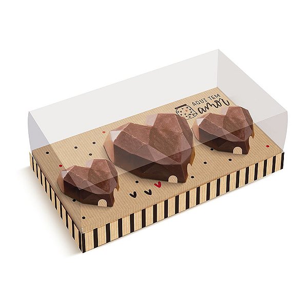 Caixa para Coração Lapidado 200g /18g / 18g - Kraft Doçura - 06 Unidades - Cromus -