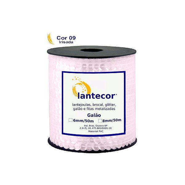 Carretel Lantejoula Trançada 50 metros - Nacarado Branco Iris - 01 Unidade - Lantecor - Rizzo