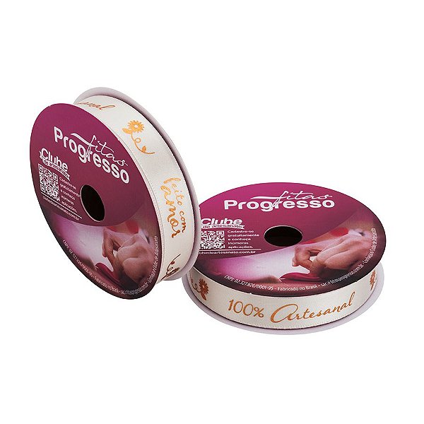 Fita Decorativa - 100% Artesanal Feito com Amor - Cor 414 - 10mx15mm - 1 UN - Progresso