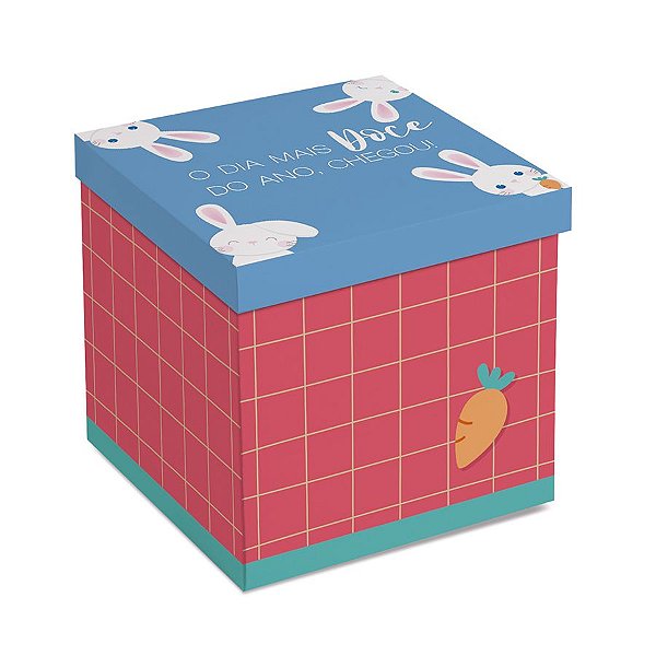 Caixa Surpresa Ovo em Pé 350g Coelhinhos 18,5x18,5x18,5cm - 01 Unidade - Cromus -