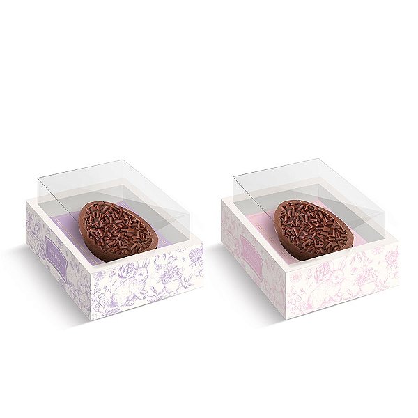 Caixa New Moldura para Meio Ovo - Clássico Francês Lilás e Rosa - 06 Unidades - Cromus Páscoa - Rizzo