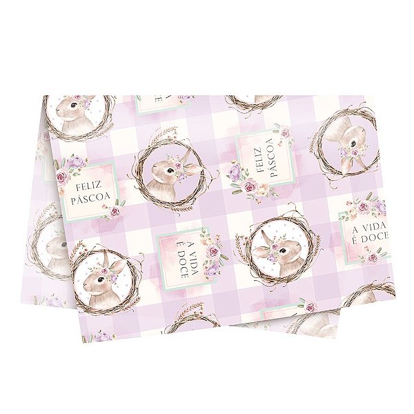 Folha de Papel Seda Decorado 44x69 - Serena Lilás - 10 Unidades - Cromus Páscoa - Rizzo