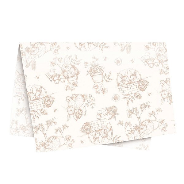 Folha de Papel Seda Decorado 44x69 - Clássico Francês Marrom - 10 Unidades - Cromus Páscoa - Rizzo