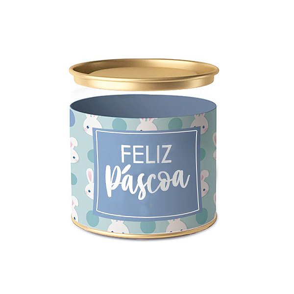 Lata para Bombons 7x10cm - Coelhinhos Azul - 01 Unidade - Cromus Páscoa -