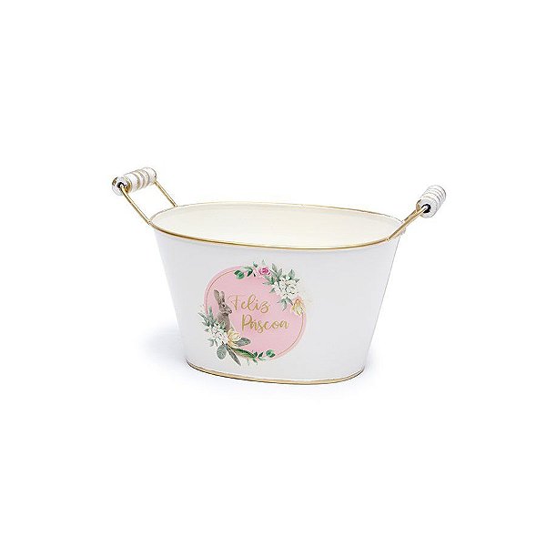 Cachepot de Metal Com Alça Páscoa - Cromus - 01 un - Rizzo