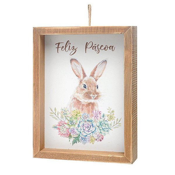 Quadro Decorativo Coelho Floral Páscoa - Cromus - 01 un - Rizzo
