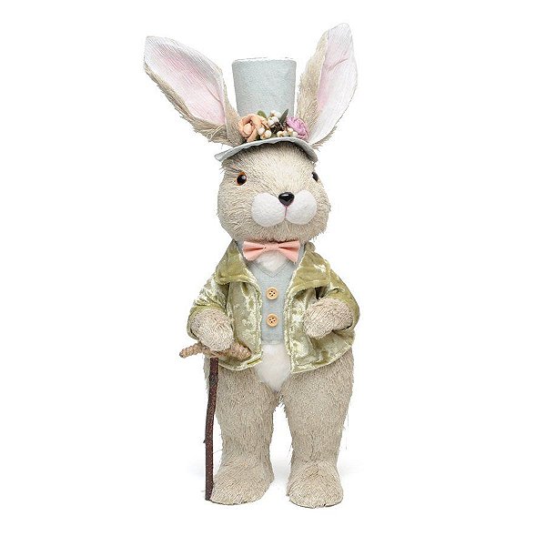Coelho Decorativo de Veludo Roupa Verde - Cromus - 01 un - Rizzo