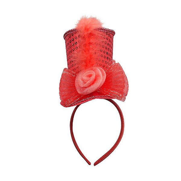 Tiara Luxo Carnaval com aplique Cartola  - Vermelho - Mod 201 - 01 unidade - Rizzo