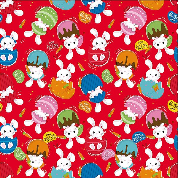 Folha para Ovos de Páscoa Metalizado Surpresa Páscoa Vermelho - 69x89cm - 05 Unidades - Cromus - Rizzo