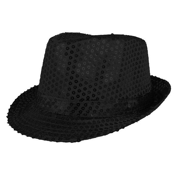 Adereço de Carnaval Chapéu Malandro Lantejoula - Preto - Mod:6551 - 01 unidade - Rizzo