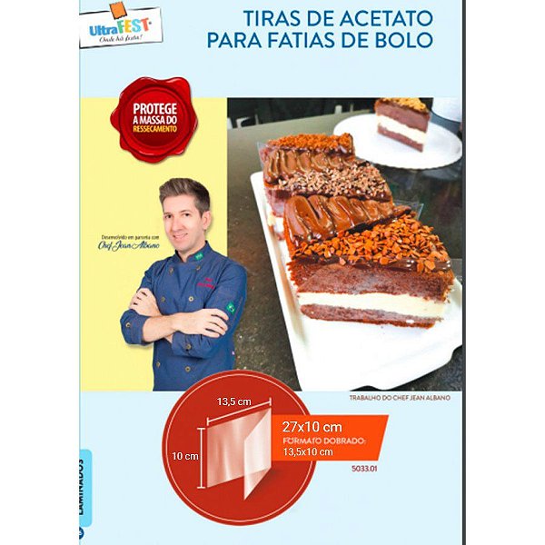Tiras de Acetato para Bolos de Fatia 27x10 cm- Pacote com 50 unidades - Ultrafest - Rizzo
