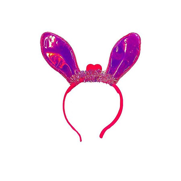 Tiara Coelhinho com Led  - Rosa Pink - Mod:500 - 01 unidade - Rizzo