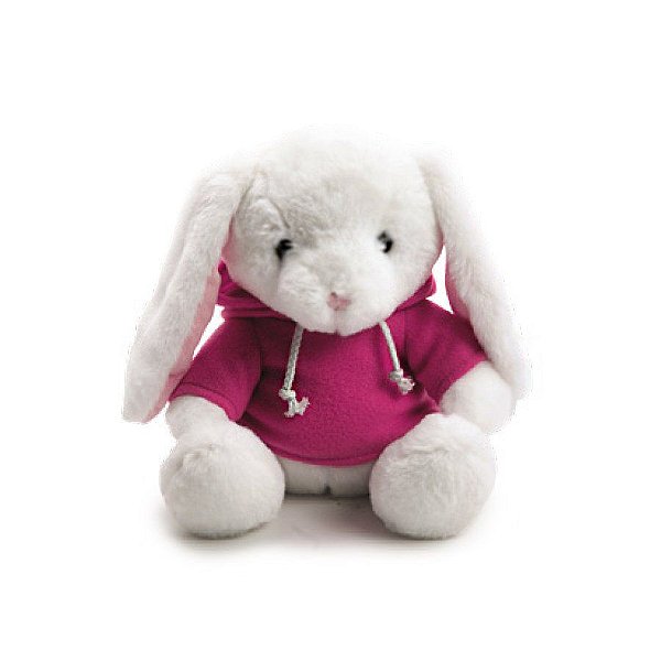 Coelho Pelúcia com Blusa Moletom Capuz - Rosa - 25cm - 01 unidade - Cromus Páscoa - Rizzo