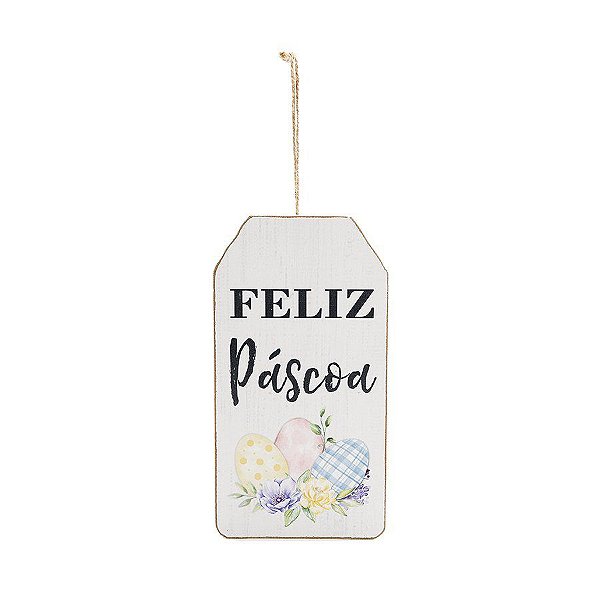 Enfeite para Pendurar TAG - Branco - 20cm - 01 unidade - Cromus Páscoa - Rizzo