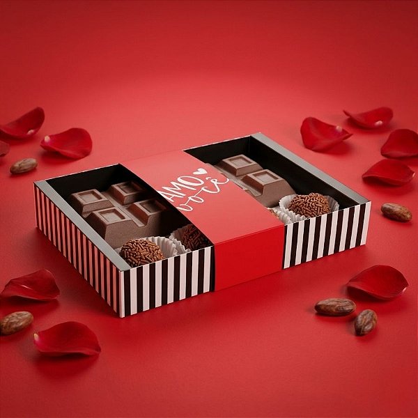 Caixa Tablete 300g com Docinhos Tanto Amor 17,5x13x3,2cm - 10 Unidades - Cromus - Rizzo