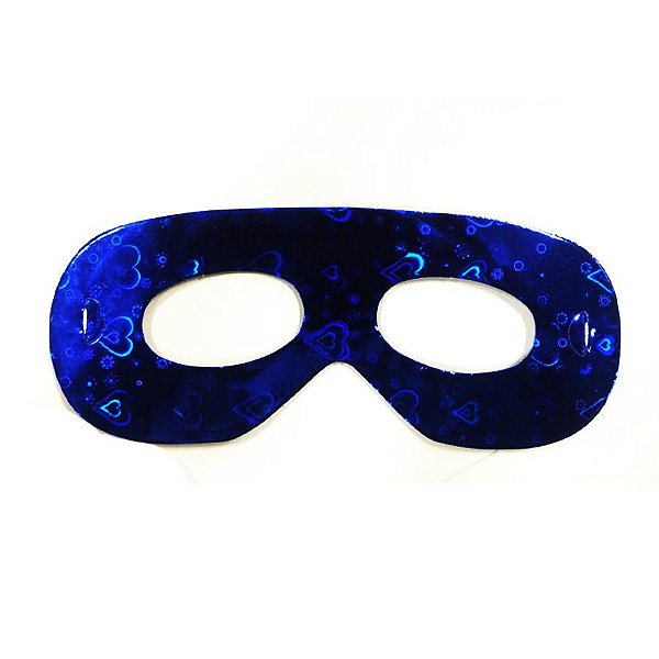 Máscara de Carnaval em Papel Holográfico - Azul - Mod 6934 - 12 unidades - Rizzo