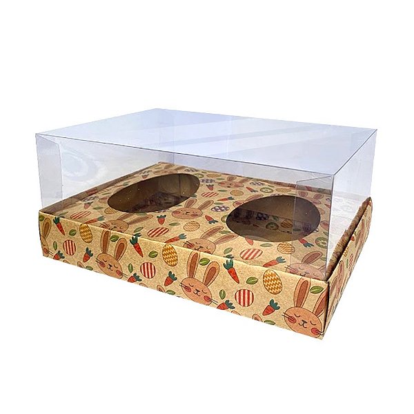 Caixa Ovo de Colher - Dois Meio Ovo de 100g a 150g - 20cm x 13cm x 8,8cm - Páscoa Kraft - 5 unidades - Assk - Rizzo