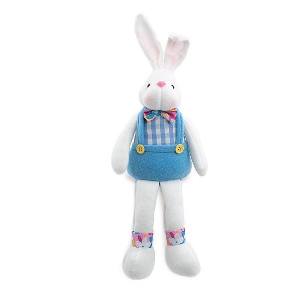 Coelho Decorativo Sentado Colete Rosa/Azul M - 1 unidade - Cromus - Rizzo
