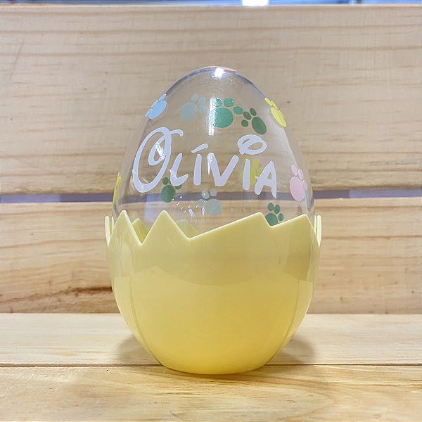 Ovo Acrílico Personalizado Patas de Coelho Base Marfim P - 01 unidade - Rizzo Balões