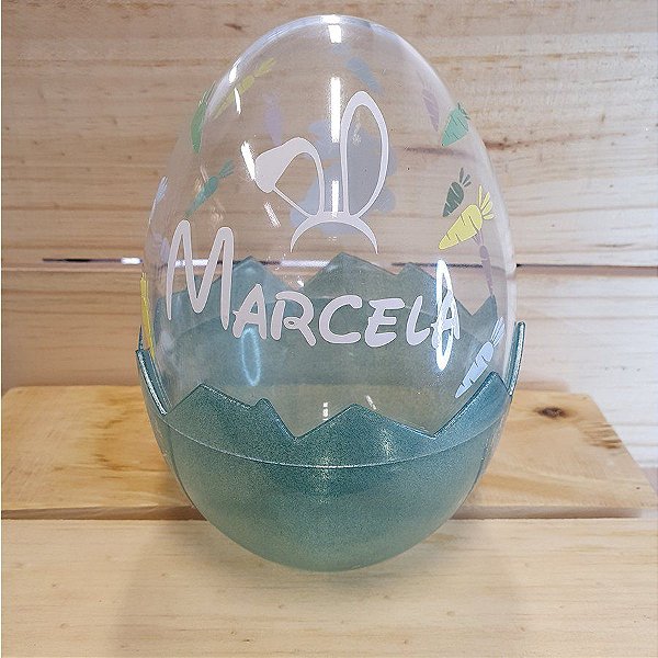 Ovo Acrílico Personalizado Cenoura Base Glitter Azul G - Cromus - Rizzo Balões