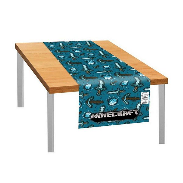Trilho de Mesa Tema Minecraft Azul Diamante - 1 unidade - Regina -