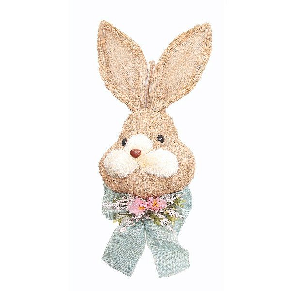 Enfeite para Pendurar Cabeça de Coelho Azul - 25cm x 10cm x 6cm - 1 unidade - Cromus Páscoa -