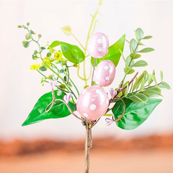 Galho Pick Decorativo de Páscoa com Ovo - 26cm - 1 unidade - Rizzo