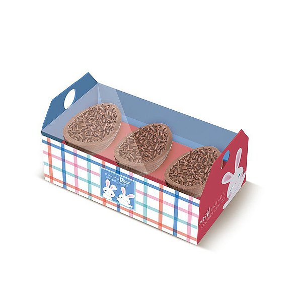 Caixote para 3 Meios-ovos 50 g - Os Coelhinhos - 6 unidades  - Cromus - Rizzo