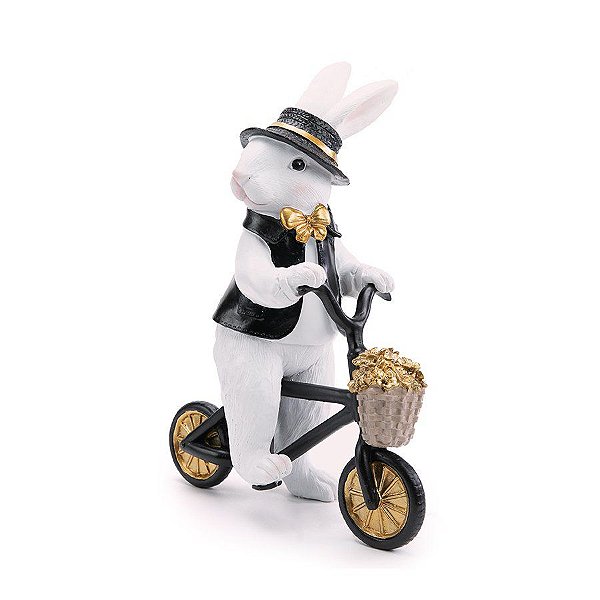 Coelho Decorativo de Resina na Bicicleta - Black Label (preto/branco) - 1 unidade - Cromus -