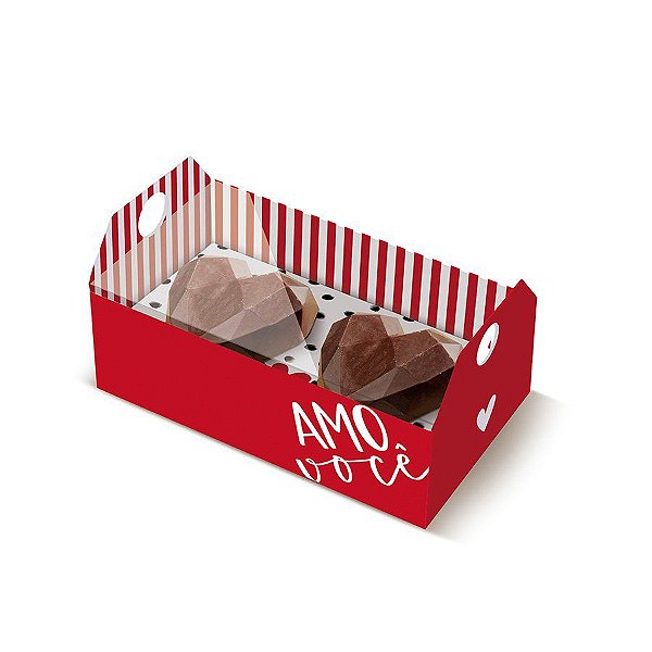 Caixote para 2 Corações Lapidados de 40 g - Tanto Amor - 6 Unidades - Cromus - Rizzo