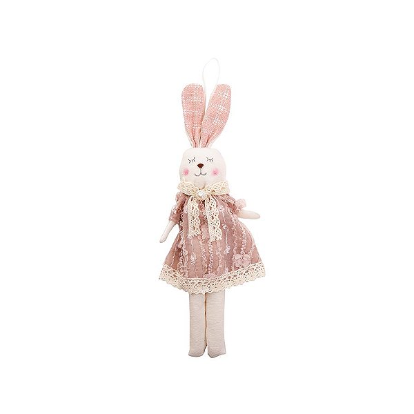 Enfeite para Pendurar Coelho com Olhos Fechados Rosa - 01 Unidade - Cromus -