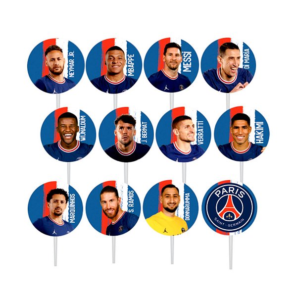 Pick Decorativo para Doce - Festa PSG - 12 Unidades - Piffer - Rizzo