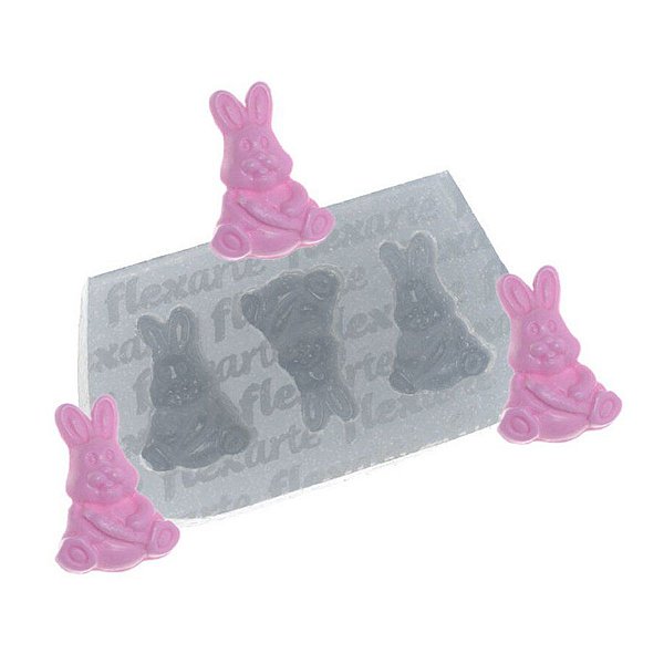 Molde de Silicone para Fins Alimentícios Coelho com Cenoura - Ref 734 - 1 unidade - Flexarte - Rizzo