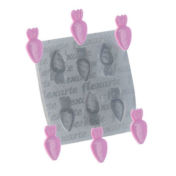 Molde de Silicone Múltiplo de Seis Cenourinhas Páscoa - Ref. 7 - 01 unidade - Flexarte - Rizzo