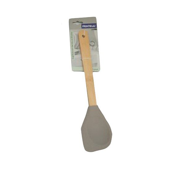 Espátula colher em Silicone com Cabo de Bambu - Cinza - 1 unidade - Fratelli - Rizzo