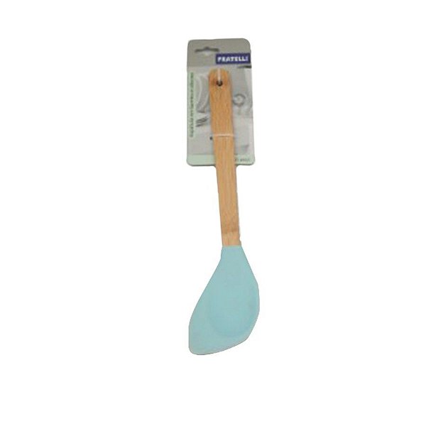 Espátula colher em Silicone com Cabo de Bambu -  Azul - 1 unidade - Fratelli - Rizzo