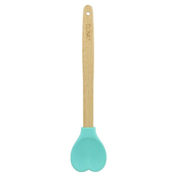 Colher Coração de Silicone e Madeira - Verde - 1 unidade - Clink - Rizzo