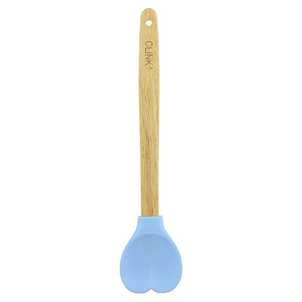 Colher Coração de Silicone e Madeira - Azul - 1 unidade - Clink - Rizzo