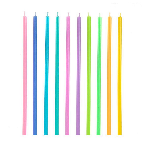Vela Palito Gigante Colorida Arco-íris 15 cm - 1 unidade Pct. c/ 10 unidades - Rizzo