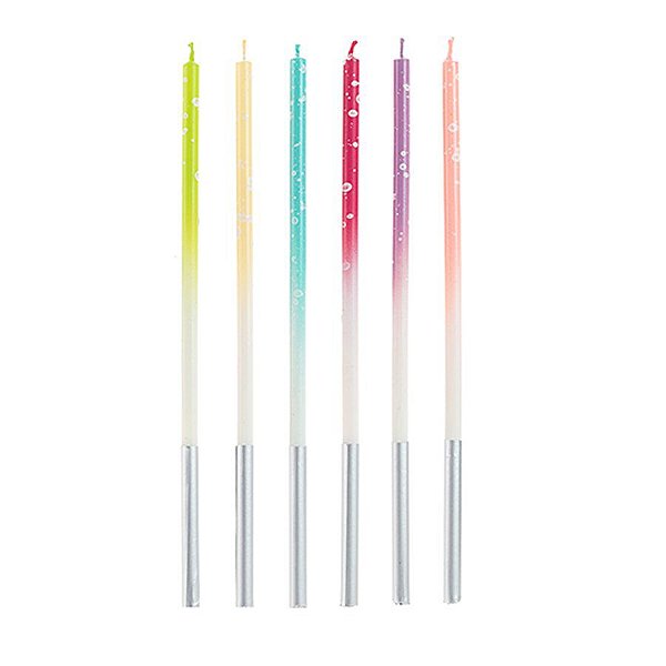 Vela Palito Gigante Dégradé Arco-iris 15 cm - 1 unidade Pct. c/ 6 unidades - Rizzo