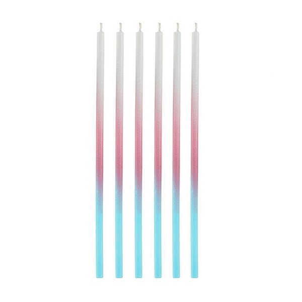 Vela Palito Dégradé Rosa e Azul Candy 15 cm - 1 unidade Pct. c/ 6 unidades - Rizzo