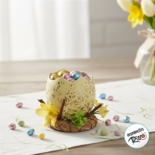 Ovo Decorado Quebrado Pequeno - Amarelo - 1 unidade - Cromus - Rizzo