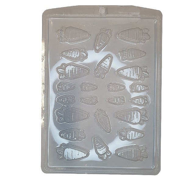 Forma de Acetato Simples - Aplique de Chocolate Cenourinhas - Ref. 5034 - 1 unidade - Crystal - Rizzo