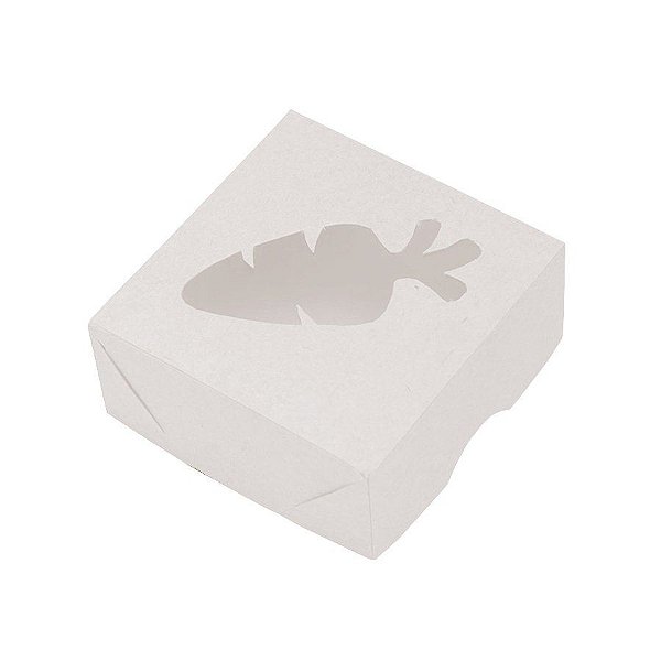Caixa Quadrada 8x8cm Visor Cenoura Branca - 10 unidades - Crystal - Rizzo