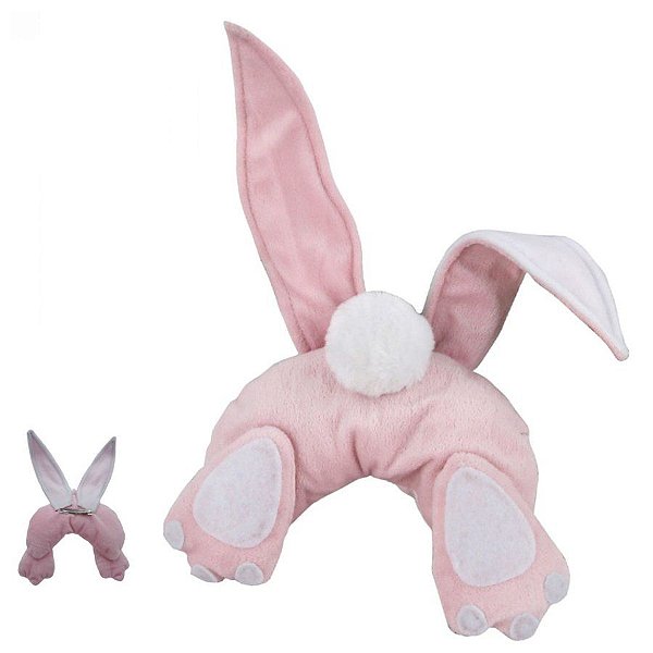 Acessório de Páscoa para Cabelo Pelúcia Coelho com Orelhas - Rosa e Branco - 1 unidade - Rizzo