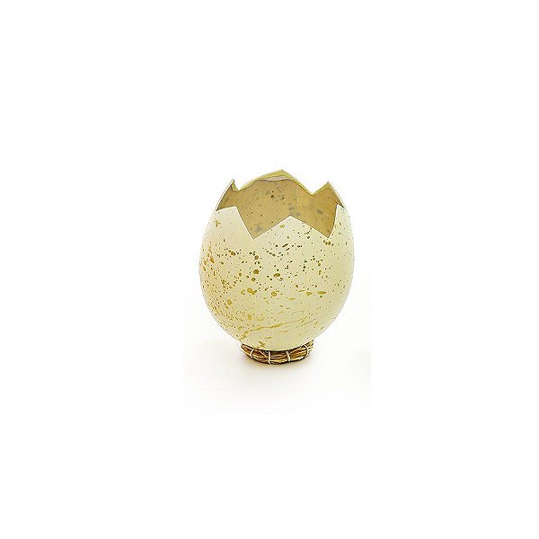 Casca de Ovo de Páscoa Quebrado com Suporte Ninho - Amarelo - 1 unidade - Cromus - Rizzo